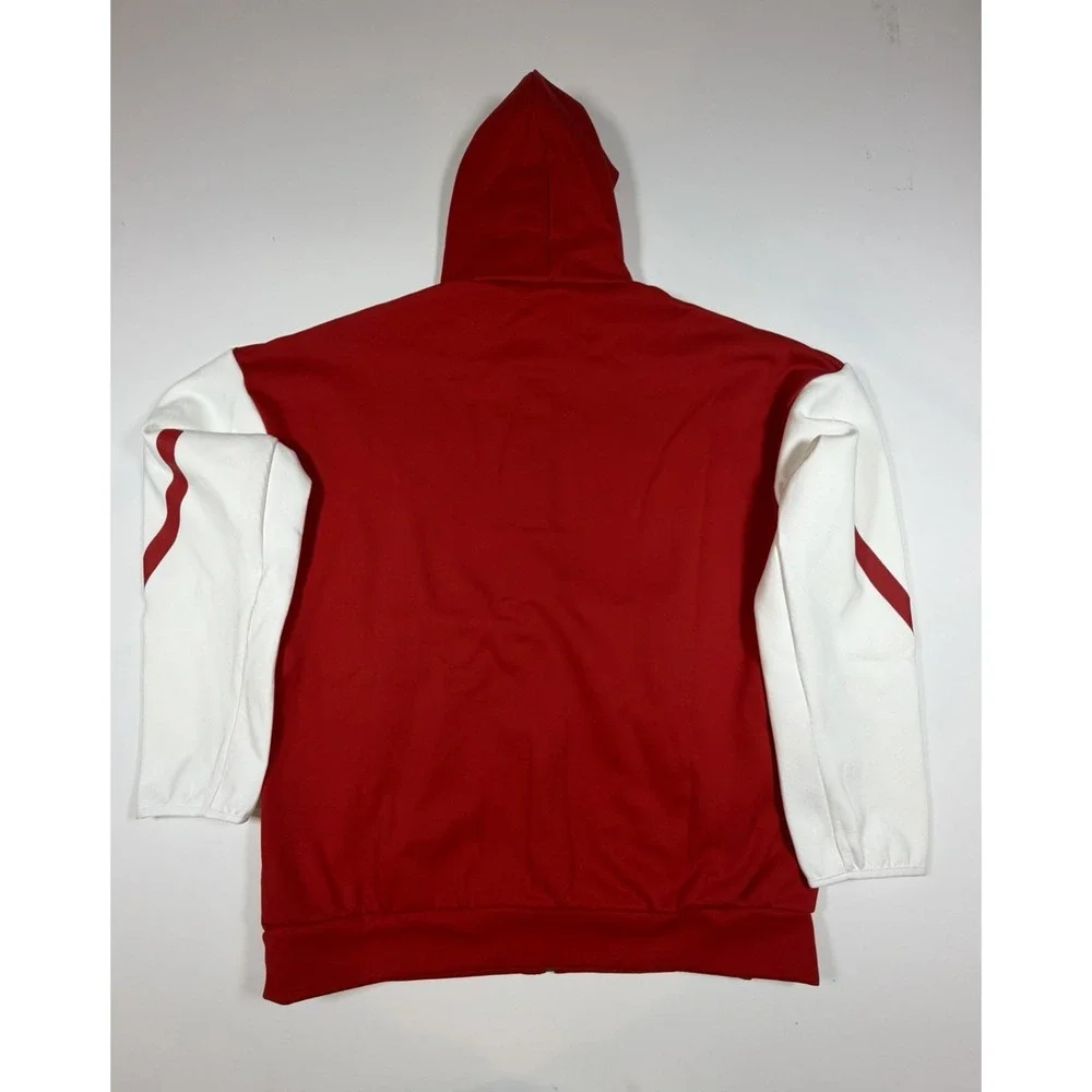 Adidas Arsenal FC Anthem Full Zip Jacket Mens L Red White Hooded JM9409 NWT $110